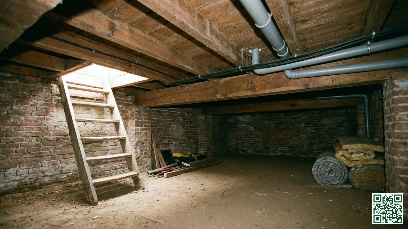 Droge en toegankelijke kruipruimte onder een Nederlandse woning met zichtbare vloerbalken geschikt voor isolatie