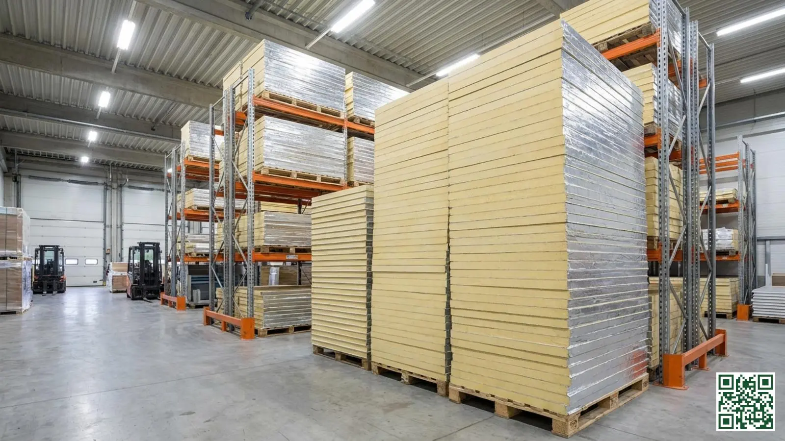 Gestapelde PIR isolatieplaten in een magazijn klaar voor levering aan dakisolatieprojecten in Nederland